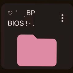 a pink square button with the words bp bios in white letters on black background