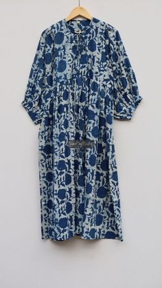 "Express Shipping- Midi Dress, Mini Dress, Floral Long Block Print Dress, Maxi Gown Dress, Party Wear Dress. Material ~ 100% Cotton gauze. Care ~ Gentle hand wash. Air dry in shade. Made ~ India OUR SIZE GUIDE Please use the following measurements and information as a guide to find the best fit for you so you can flow effortlessly in Indianavogue. MEASUREMENT PREFERENCE Size Chart in Inches:- Size S - Bust-40\" Size M - Bust-42\" Size L - Bust-44\" Size XL - Bust-46\" About fabric: * this is a n Elegant Cotton Festive Dresses, Festive Knee-length Dresses, Festive Floral Print Midi Dress, Elegant Cotton Tunic Dress, Festive Floor-length Cotton Dress, Elegant Floor-length Cotton Dress, Cotton Maxi Dress For Festive Occasions, Fitted Long Anarkali Dress, Fitted Anarkali Long Dress