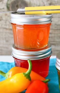 three jars filled with different types of food