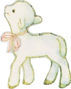 a white toy horse with a pink ribbon around its neck and tail, on a white background