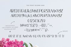 the font and numbers are all handwritten with flowers in vases next to each other