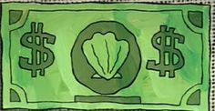 a drawing of a green dollar bill with the image of a fish on it's back