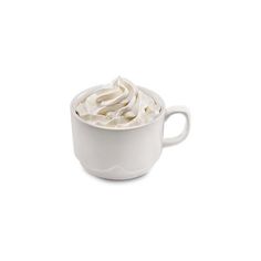 a white coffee cup filled with whipped cream