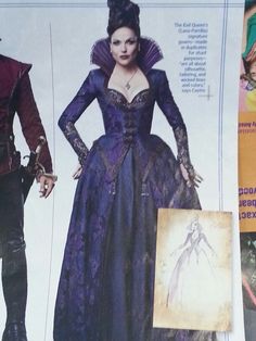 an image of a woman in costume on the front page of a magazine with information about her dress