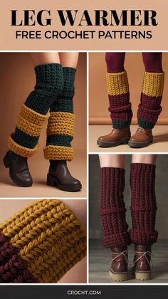 Free crochet patterns for stylish leg warmers. Perfect for adding warmth and a touch of handmade charm to your winter outfits! Crochet Legwarmers Free Pattern, How To Style Leg Warmers, Long Crochet Cardigan