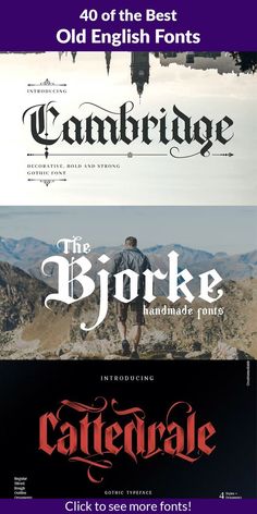 three different types of font that are in the same color and size, each with an individual