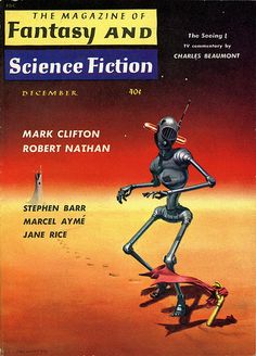 a magazine cover with an image of a robot on a skateboard in the desert