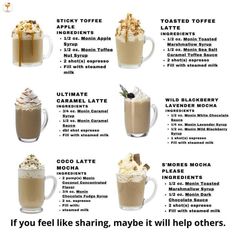 an image of different types of drinks with text above it that says, if you feel like sharing, maybe it will help others