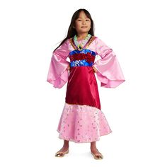 Mulan Costume Collection for Kids Mulan Halloween Costume, Mulan Halloween, Mulan Dress, Halloween Costume Kids, Princess Mulan, Long Satin Skirt, Rapunzel Costume, Disney Princess Costumes, Tulle Underskirt