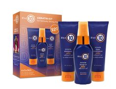 Just right for travel or trial, this collection is a one-stop shop for silky, nourished, protected hair… the It’s a 10 Miracle Keratin Trio includes all the essentials you need for beautiful locks every day. Our 3-Step regimen of Miracle Shampoo (2 oz), Miracle Deep Conditioner (2oz), and Miracle Leave-in (2oz) are all enriched with the power of keratin to deliver intense conditioning while also shielding hair from heat styling and environmental damage and leaves hair bouncier and softer with ea Blowdry Styles, Hair Care Kits, Makeup Over 50, Towel Dry Hair, Hair Guide, Deep Conditioner, Hair Breakage, Cosmetics Brands, Strong Hair