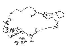 an outline map of the country of new zealand in black and white, on a white background