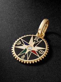 Foundrae's jewellery is rooted in meaningful symbols, for example, this 'Internal Compass' pendant represents how "all change starts within and then radiates outward." Handcrafted from 18-karat gold, it's inlaid with enamel using a time-honored 'Champlevé' technique and centered with a diamond. String it onto one of the label's signature chains. Meaningful Symbols, Pendant For Men, Compass Pendant, Mens Pendant, Fine Jewellery Necklace, Mr Porter, Compass, Gold Pendant, Gold Diamond