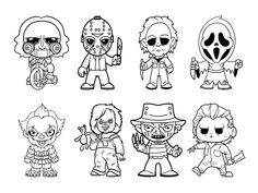 halloween coloring pages for kids to print out and color with the characters in their costumes