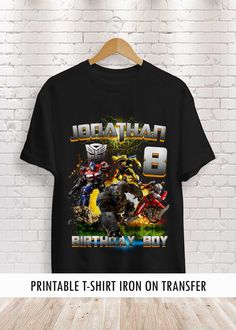 an image of a birthday shirt with the number six and two people riding motorcycles on it