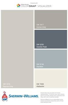 the color scheme for sheryln - williams's new paint colors, including gray and