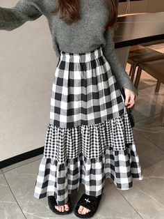 43311861072043 Casual Plaid Skirt With Patchwork, Casual Patchwork Skirt For Fall, Casual Plaid Skirt For Fall, Casual Plaid Skirt For Winter, Casual Plaid Winter Skirt, Black Patchwork Tiered Skirt, Black Tiered Patchwork Skirt, Black Casual Skirt For Fall, Casual Black Skirt For Fall