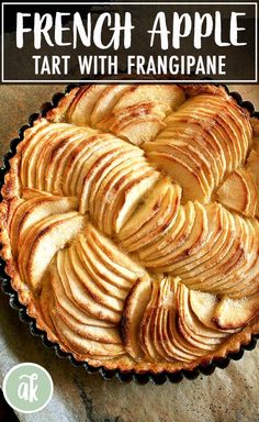 french apple tart with franoplane in a pie pan