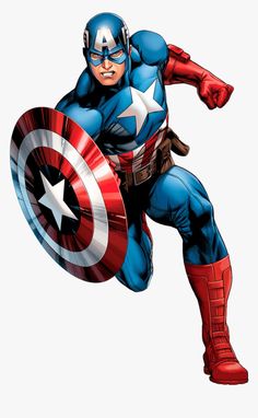 captain america flying through the air with his arms out and hands on his hips,