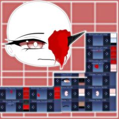 an animated image of a person with red eyes and black nose, in front of tile wall