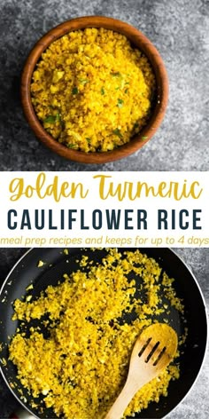 Gold turmeric cauliflower rice Recipes With Turmeric, Lean Meal Plan, Turmeric Cauliflower, Paleo Meal Prep, Turmeric Recipes, Brown Spots Removal, Bbc Good Food, 140 Pounds