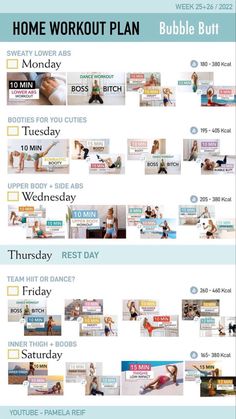 the home workout plan is shown in this image