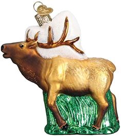 a christmas ornament with a moose on it's back and the words ebay below it