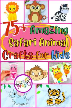 Are you looking for some new and fun craft activities for your toddlers and preschoolers? Here's the chance to explore the amazing world of safari animals - this collection includes over 75 different safari and jungle animal crafts which include the popular lion crafts, monkey crafts, giraffe crafts, zebra crafts and many, many more. If your toddlers enjoy learning all about the exciting animals you see on safari then this is the ideal craft activity for today. Safari Arts And Crafts, Animal Crafts For Toddlers, Jungle Theme Crafts, Jungle Animal Crafts, Safari Crafts, Zoo Animal Crafts, Giraffe Crafts, Easy Preschool Crafts, Lion Craft