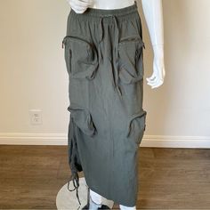 Maxi Skirt With An Elastic Waistband, Cargo Front Pockets And Ruched Seams Down The Sides So That You Can Adjust The Length. Chevron Skirt, Black Maxi Skirt, Skirt Trends, Work Skirts, Bubble Skirt, Cargo Skirt, Current Mood, Chiffon Skirt, Stripe Skirt