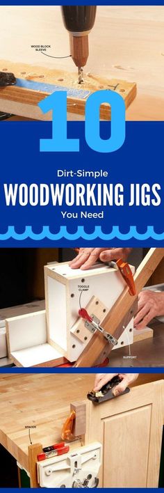 woodworking jigs with the words 10 diy simple woodworking jigs you need