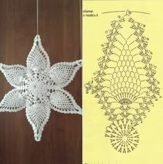 an ornament made out of crochet is shown next to the pattern