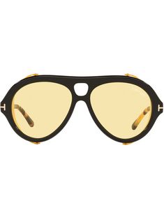 black aviator frame double bridge yellow tinted lenses lens decal tortoiseshell effect Tom Ford Yellow Sunglasses, Tom Ford Glasses Women, Yellow Tinted Sunglasses, Tom Ford Aviator Sunglasses, Tom Ford Sunglasses Women, Mens Glasses Fashion, Yellow Sunglasses