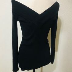 Nwt Candie’s Bodycon Ribbed V-Neck Sweater Black Color Ribbed Fitted Bodycon Style Front And Back Crossover V-Neck Soft And Stretchy Rayon/Polyester Blend Size S New With Tags Perfect Condition The Last Photo Has The Sunlight On The Left Side, Not White Marks Fitted Ribbed V-neck Sweater With Long Sleeves, Black Ribbed V-neck Long Sleeve Sweater, Fitted Ribbed V-neck Sweater, Ribbed Stretch V-neck Sweater, Stretch Black V-neck Sweater, Long Sleeve Tops For Winter Date Night, Winter Long Sleeve Tops For Date Night, Long Sleeve Tops For Date Night In Winter, Trendy Fitted Ribbed V-neck Sweater