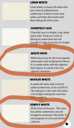 an info sheet describing the different types of paint colors