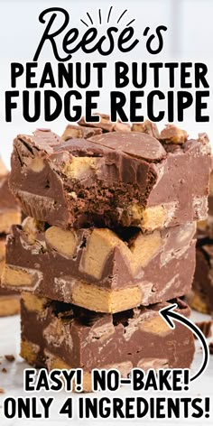 Reese's Peanut Butter Fudge Peanut Butter Fudge Recipes Easy, Fudge Candy, Butter Fudge Recipe, Homemade Fudge Recipes, Peanut Butter Fudge Recipe, Microwave Fudge, Baking Treats, Fudge Ingredients, Chocolate Peanut Butter Fudge