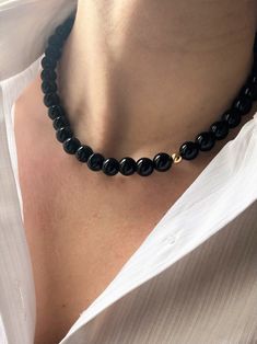 Black Onyx Necklace Black Round Beaded Necklace Grounding Protection Success Healing Necklace Gold Hematite Bead Gift for Her - Etsy Hematite Necklace, Black Onyx Necklace, Sparkle Necklace, Healing Necklace, Black Bead Necklace, Onyx Necklace, Hematite Beads, Necklace Black, Men's Necklace