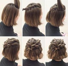 Braided Crown Hairstyles, Long Bobs, Prom Hairstyles For Short Hair, Hairstyle Tutorials, Peinados Fáciles Para Cabello Corto, Hair Styles 2017, Short Hair Tutorial, Long Bob Hairstyles, Haircut Styles