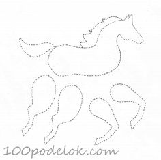 the outline of a horse is shown in black and white, with lines running across it