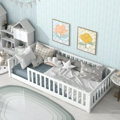 a doll house is shown with furniture and accessories in the living room or bedroom area