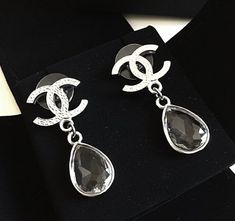 Rehearsal Dinner Outfits, Prom Girl Dresses, Crystal Dangle Earrings, Chanel Earrings, Designer Label, Chanel Jewelry, Drop Dangle Earrings, Body Piercing Jewelry