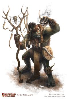 an image of a man with horns and horned head holding a bow in his hand