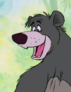 a cartoon bear with its mouth open and tongue out