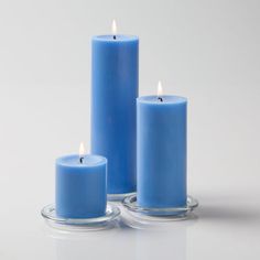 Richland Pillar Candles 3x3, 3x6 & 3x9 Light Blue Set of 3 Light Blue Candles, Blue Pillar Candles, Candles Light, Home Weddings, Glass Pillar Candle Holders, Square Vase, Blue Candles, Cylinder Vase, Pillar Candle Holders