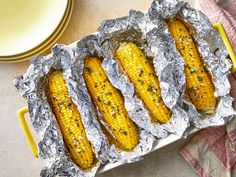 grilled corn on the cob in aluminum foil