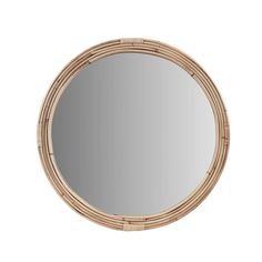 the round mirror is made out of bamboo