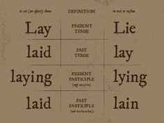 an old - fashioned poster with the words lay laid out in different font styles and colors