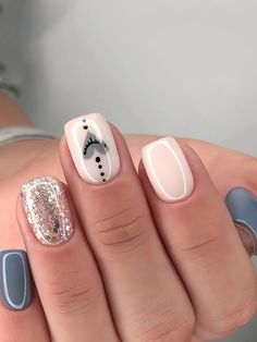 White Gel Manicure Short, April Square Nails, Nail Art White And Silver, Semicolon Nails, Summer Professional Nails, El Salvador Nails Design, Extra Short Acrylic Nails Designs, Short Gel Nail Art Designs, 2024 Short Nail Designs