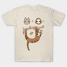 Cat + Sloth = Cath -- Choose from our vast selection of Crewneck and V-Neck T-Shirts to match with your favorite design to make the perfect graphic T-Shirt. Pick your favorite: Classic, Boxy, Tri-Blend, V-Neck, or Premium. Customize your color! For men and women. Cat Tshirt Design, Cat Tshirt, Sloth, V Neck T Shirt, Graphic Tshirt, Tshirt Designs, T Shirt, Color, Design