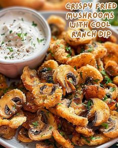 crispy fried mushrooms with cool ranch dip