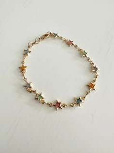 18k Gold Filled Multicolored Gold Star Chain Bracelet, Dainty Bracelet - Etsy Star Gold Jewelry, Dainty Accessories, 00s Mode, Star Chain, Sopot, Jewelry Accessories Ideas, Dainty Bracelet, Bracelet Dainty, Dope Jewelry