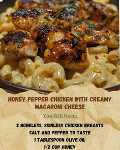 Sweet and Spicy Honey Pepper Chicken with Creamy Macaroni Cheese Honey Pepper Chicken With Creamy Mac, Sweet And Spicy Honey Pepper Chicken With Mac And Cheese, Sweet Spicy Honey Pepper Chicken, Sweet And Spicy Honey Pepper Chicken, Honey Pepper Chicken Mac And Cheese, Bbq Truck, Honey Pepper Chicken, Cheap Chicken Recipes, Meal Calendar